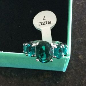 Sterling silver 925 plated simulated gemstone ring